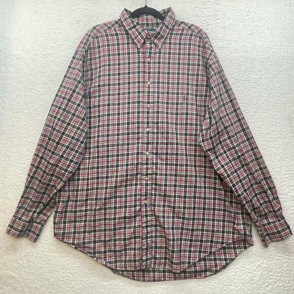 Ralph Lauren Shirt Mens 3XLT Tall Red Green Plaid Classic Fit Button Down Pony - Picture 1 of 10